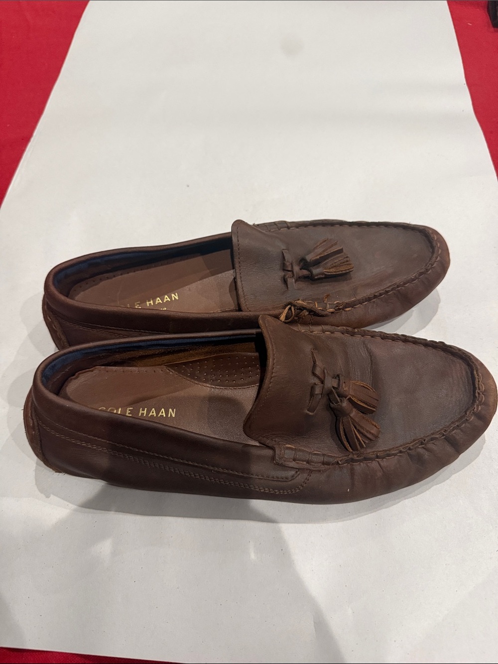 Cole Haan Brown Leather Tassel Moccasins